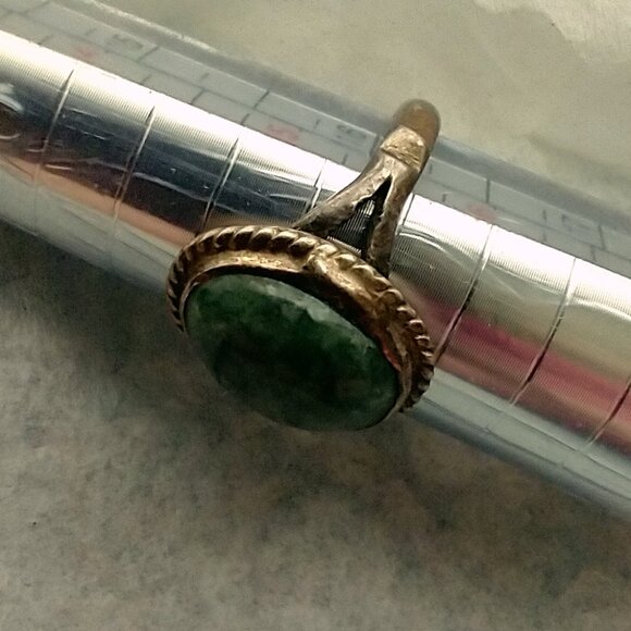 Silver Moss Agate Gemstone Ring Size 5.5 Bezel Set Vintage Hand Crafted - Picture 7 of 16